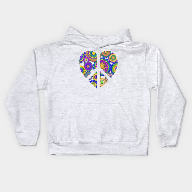 Hippy Flower Peace and Love Kids Hoodie by AlondraHanley